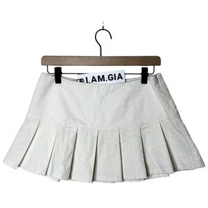 NWT I.Am.Gia Raphie Pleated Mini Corduroy Skirt White Cream Size S Y2K I.Am.Gia